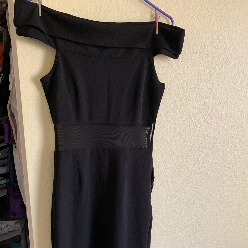 Sexy midi dress see through mesh waist